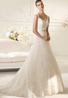 Свадебное платье L33488. А-силуэт, длинное со шлейфом.